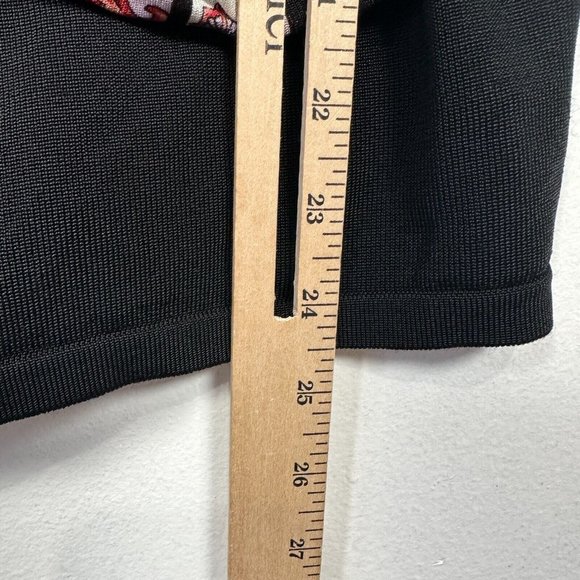 Feratelli Womens Medium Blouse Belted Art Stretch Black 3/4 Sleeves Striped - Picture 15 of 16